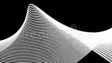 抽象可循环运动白色波浪线纹理在黑色背景。 <strong>数码</strong>技术<strong>数码</strong>景观背景